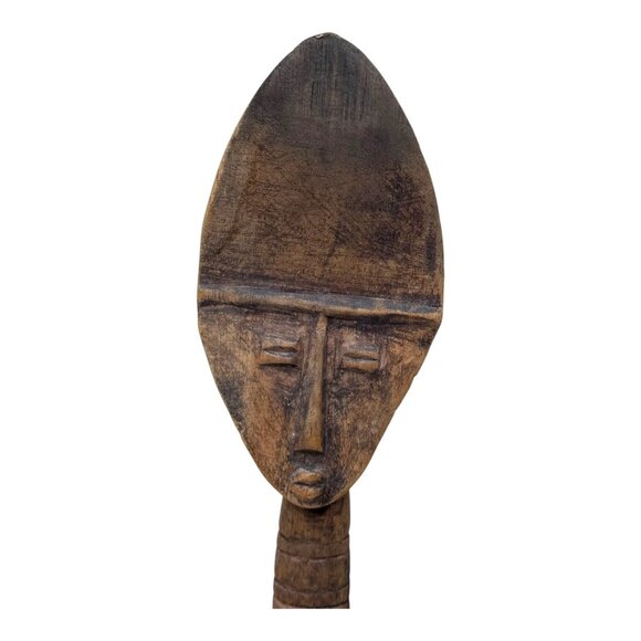Hand Carved Wooden Akuaba Ashanti Fertility Doll Ghana Vintage Tribal Art 18" - Picture 2 of 11